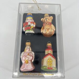 Unique Treasures Blown Glass Ornaments Hand Crafted Nutcracker Angel Bear Church